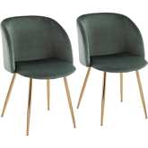 Fran Dining Chair in Sage Green Velvet & Metal (Set of 2)